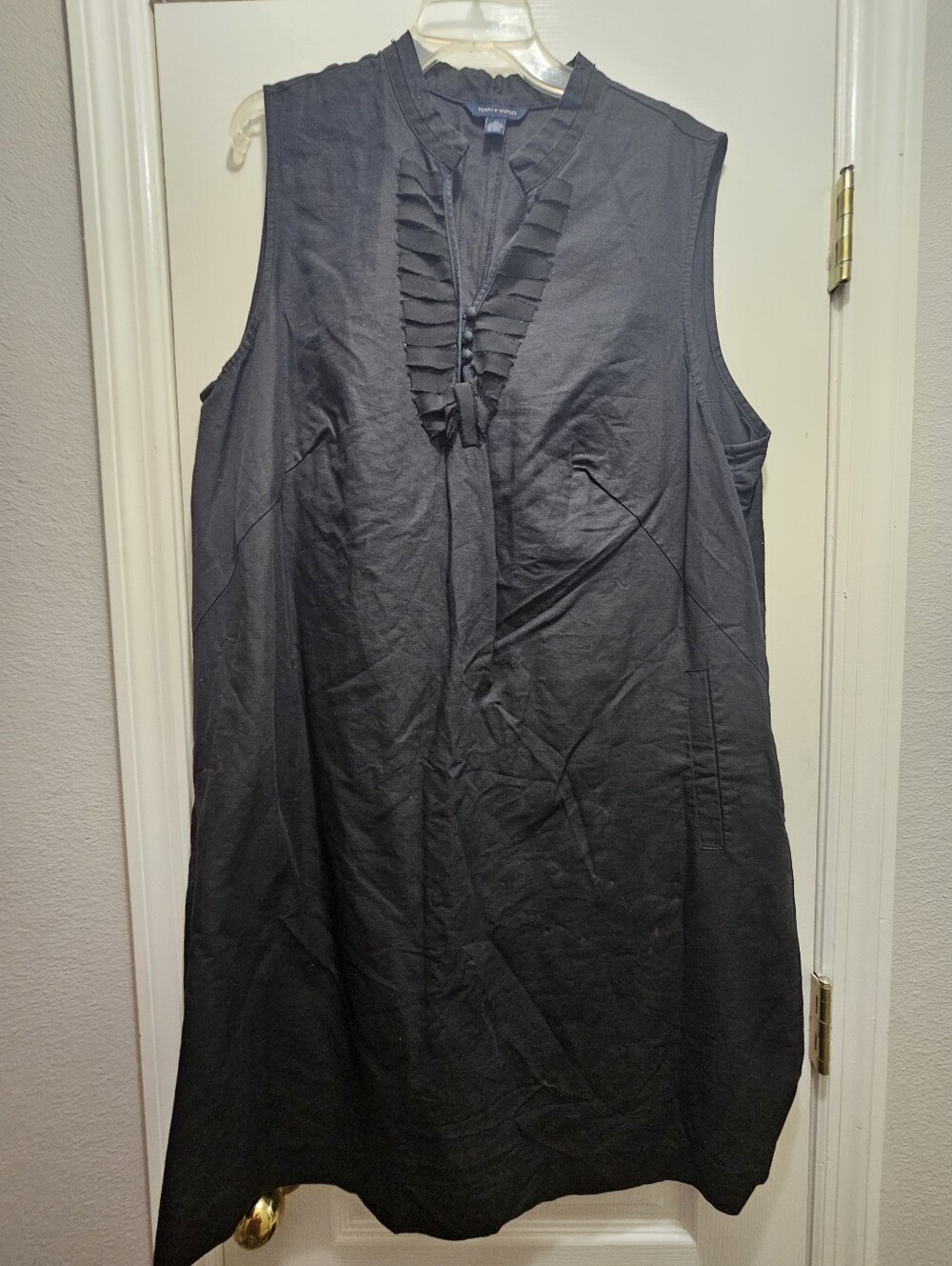 Hilfiger Sleeveless Ruffle V-Neck Asian Inspired Dress